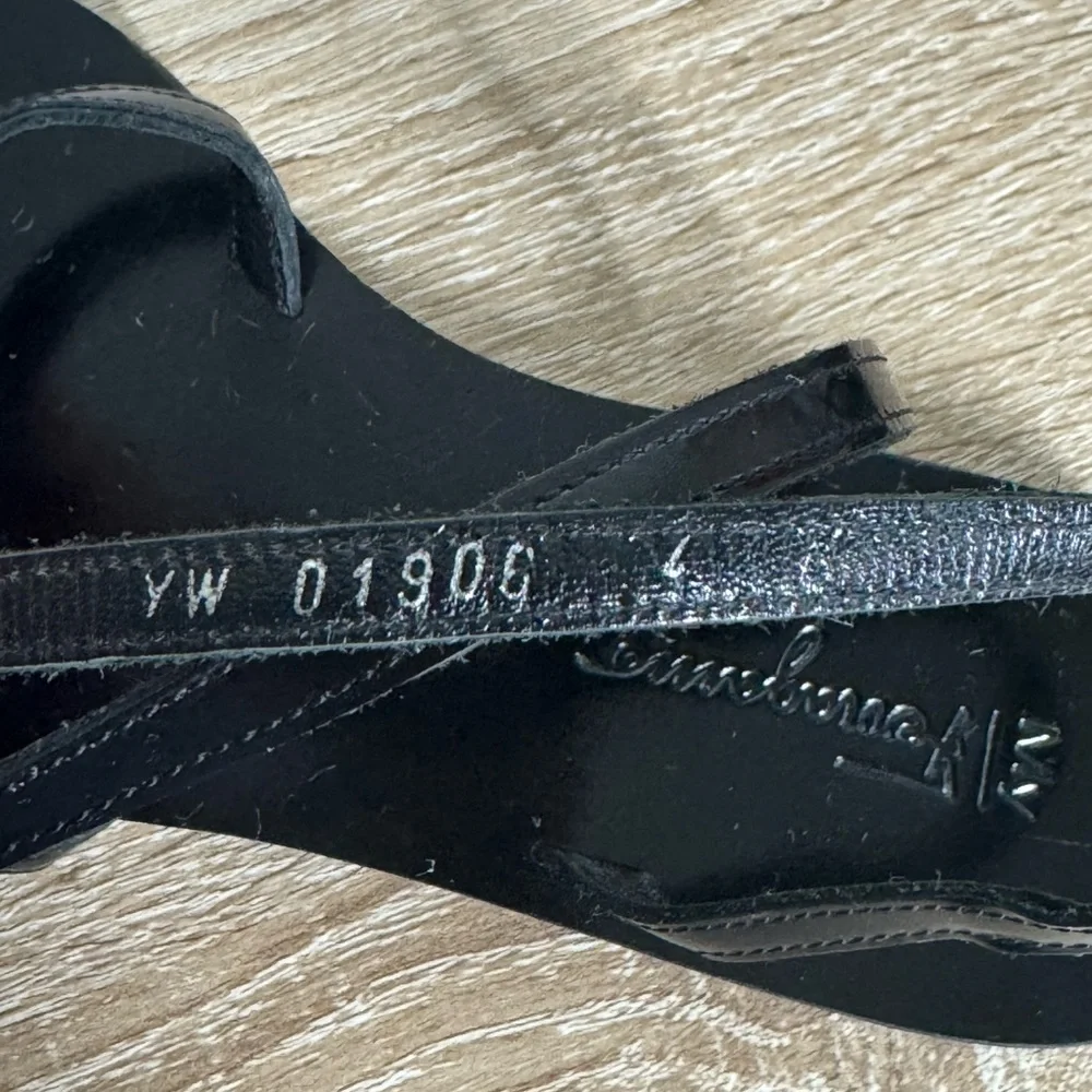 Ferragamo Patent Leather Crystal Embellishment Strappy Sandals Black Size 4M